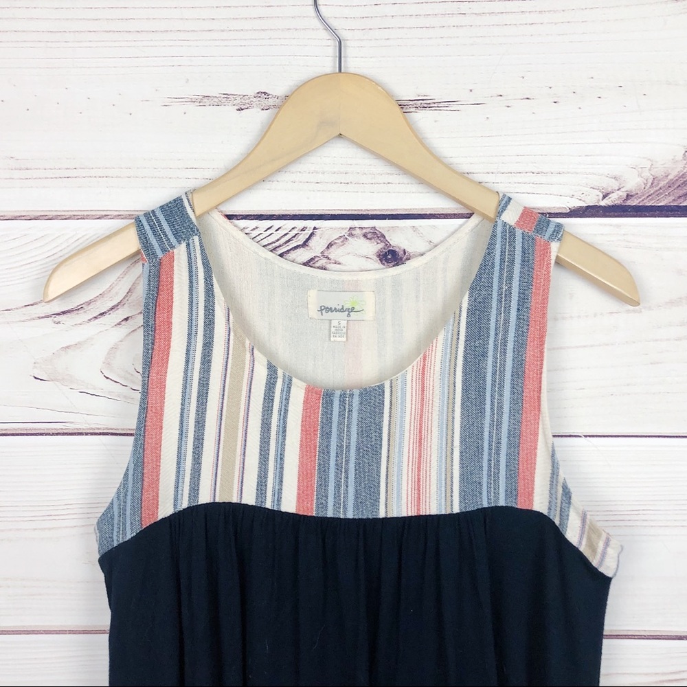 Porridge Striped Multimedia Sleeveless Black Dress - Picture 3 of 6